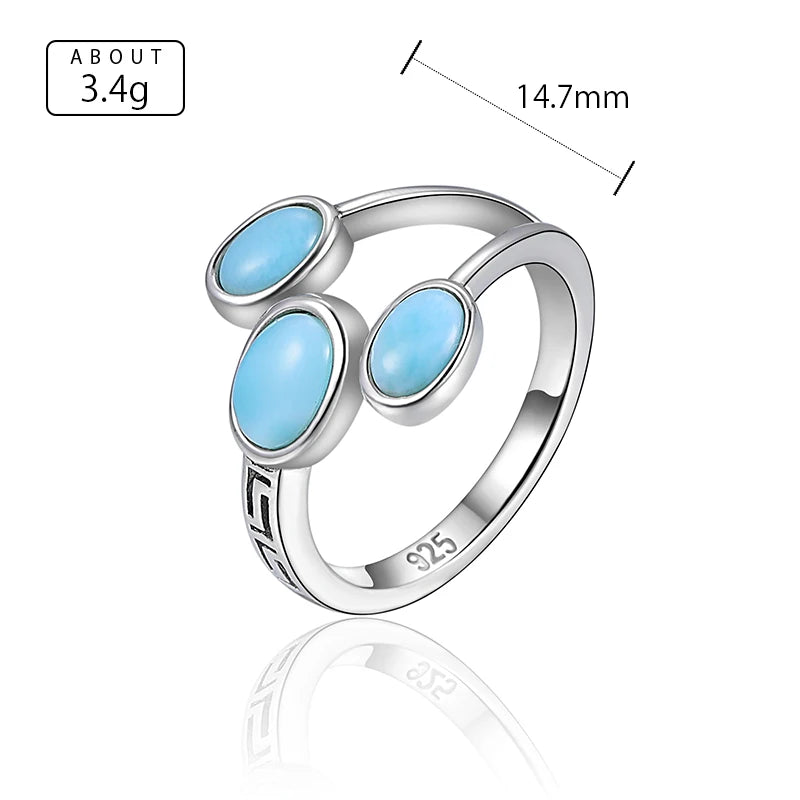 Larimar Trio 925 Sterling Silver Ring