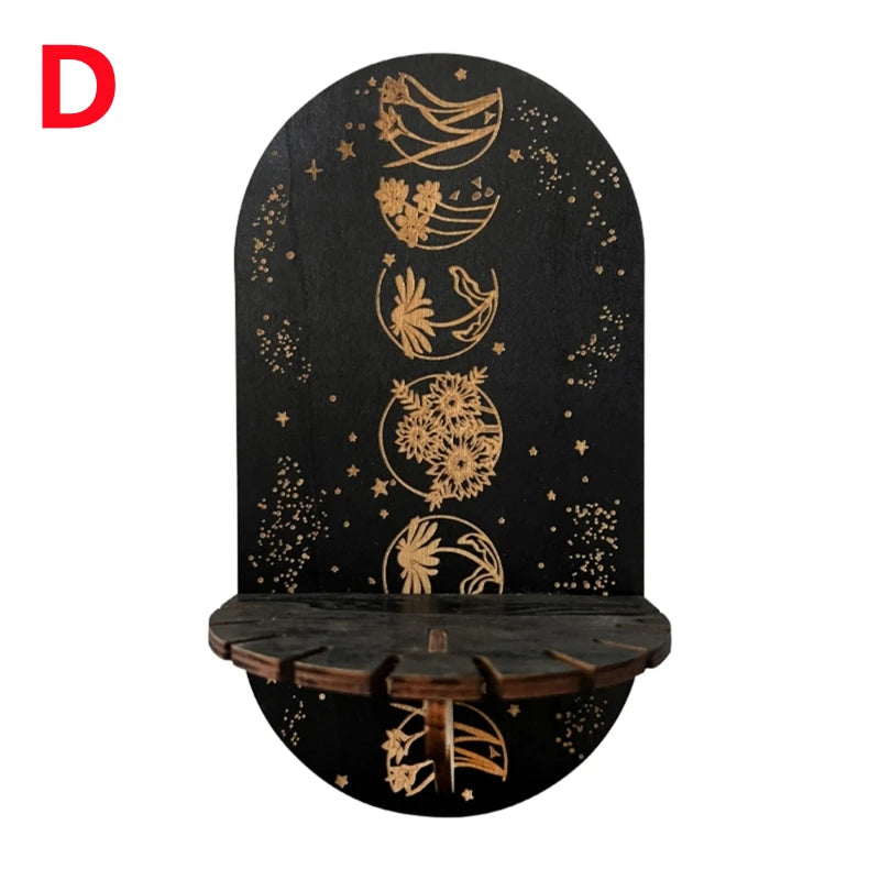 Zodiac & Celestial Crystal Pendulum Display Stand – Arch Wood Wall Shelf