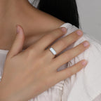 Larimar Rectangular Minimalist Ring, 925 Sterling Silver