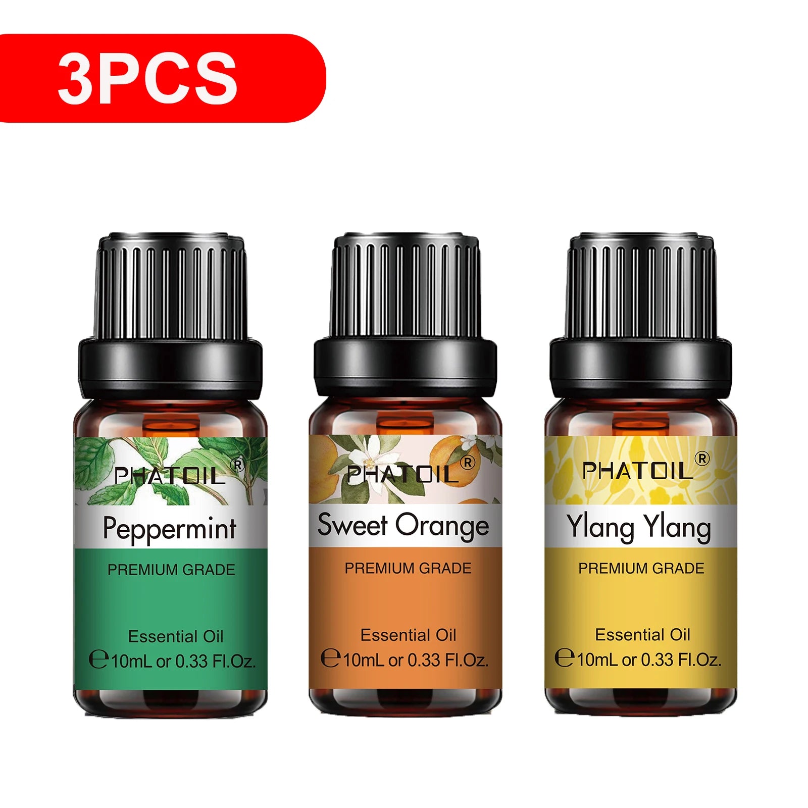 3-Pack Pure Essential Oil Set | 10ml Aromatherapy Oils