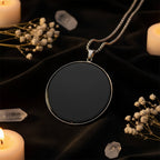 Black Obsidian Circle Pendant Necklace | Silver or Gold Chain