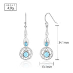 Larimar Filigree Medallion Drop Earrings, 925 Sterling Silver
