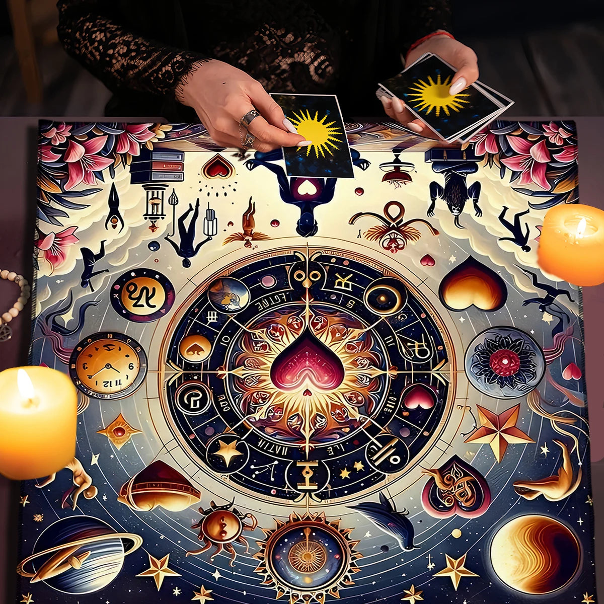 Celestial Cosmic Altar Cloth — Mystical Astrological Tarot Mat