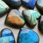Labradorite Heart Cabochon Set | Natural Flashy Stone