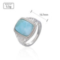 Larimar Cushion Cut Ring, Ornate Silver Frame