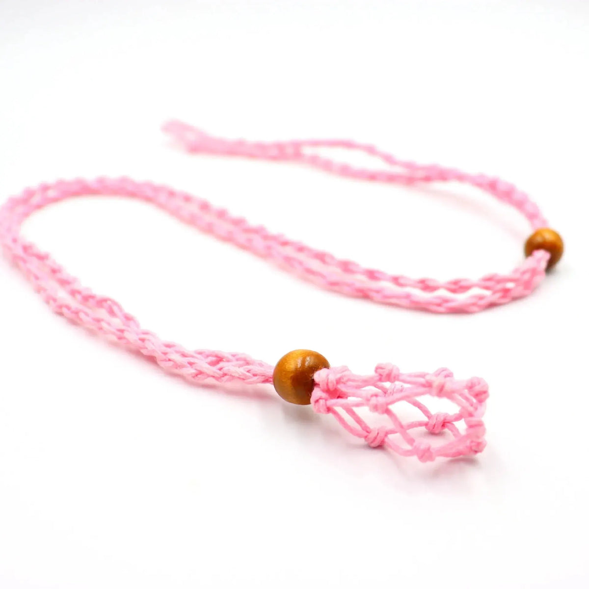 Macramé Mesh Pocket Crystal Necklace Cord | Adjustable Braided Pendant Holder