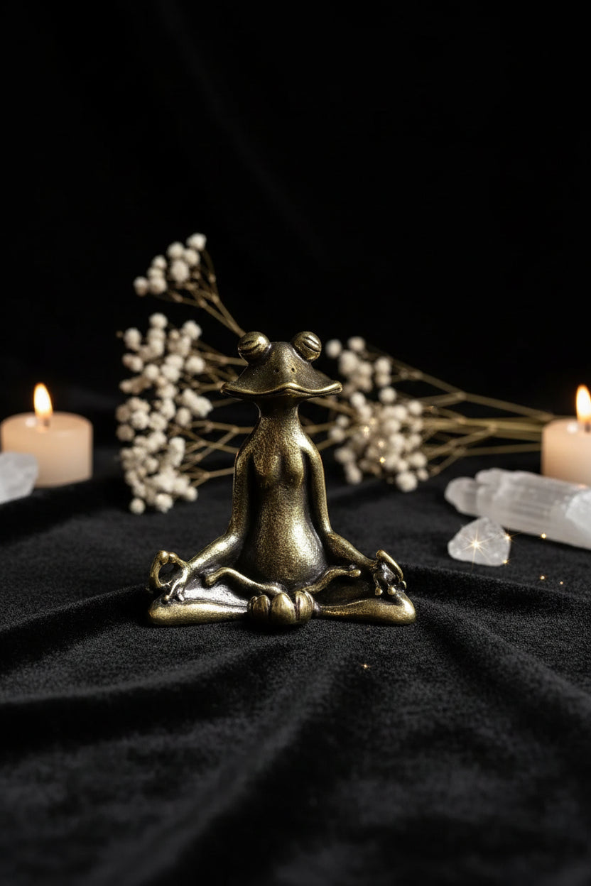 Sitting Zen Frog Incense Holder | Solid Bronze Tea Pet Ornament