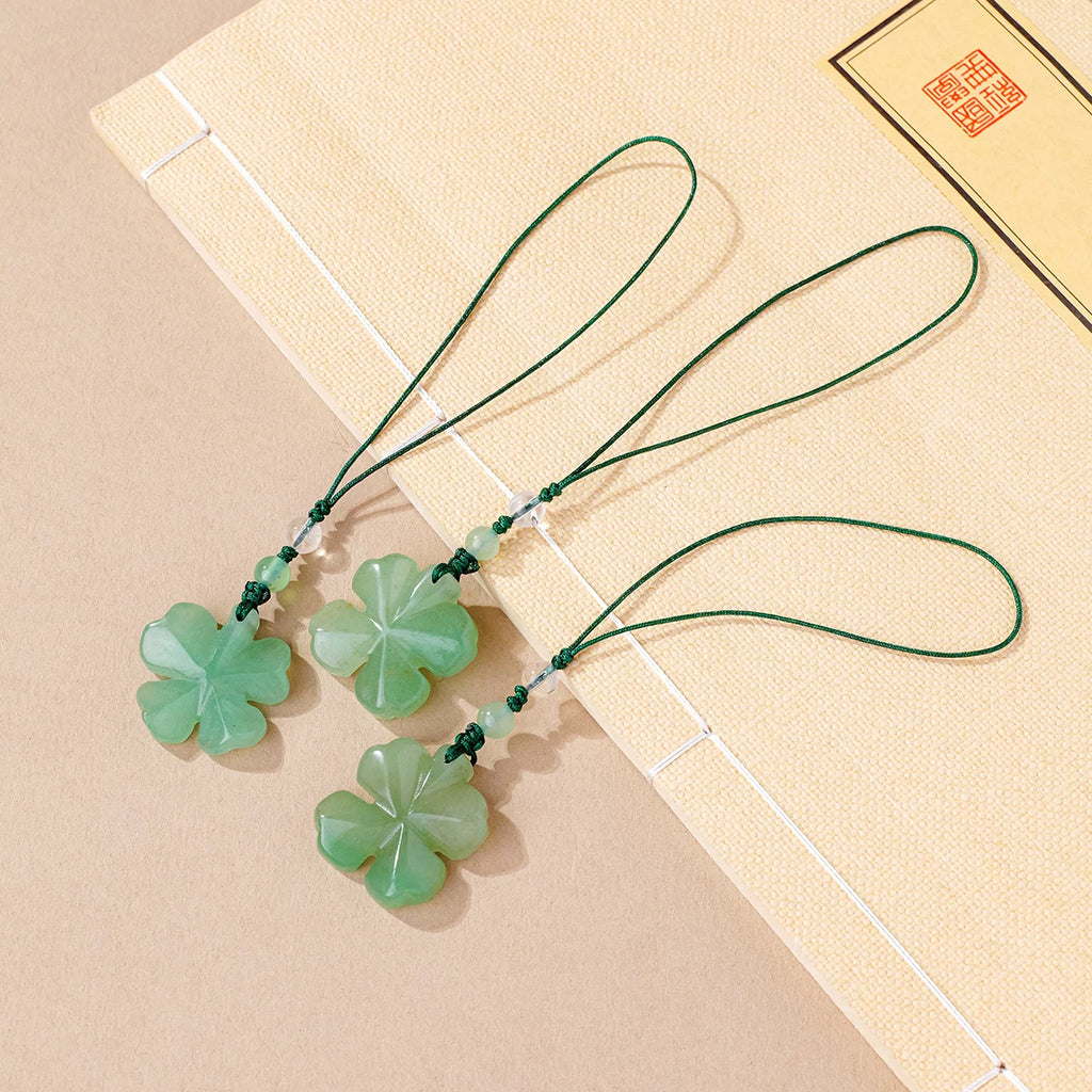 Aventurine Four Leaf Clover Crystal Keychain