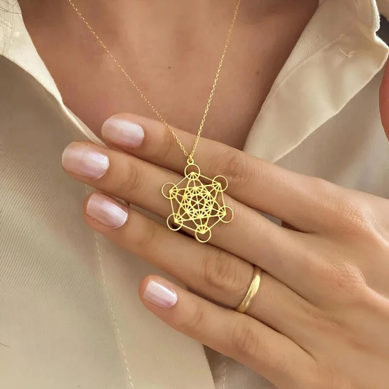 Metatron's Cube & Seed of Life Pendant Necklace | Sacred Geometry | Silver or Gold