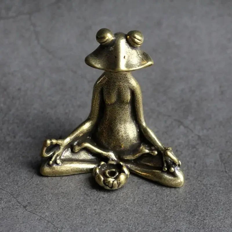 Sitting Zen Frog Incense Holder | Solid Bronze Tea Pet Ornament