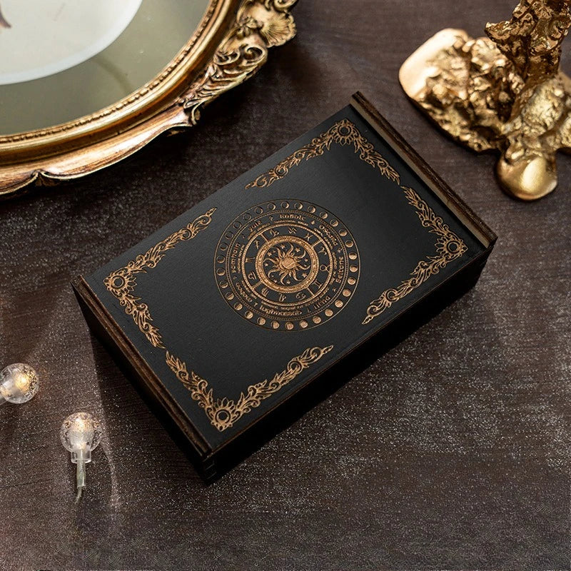 Black Lacquered Tarot Box with Gold Sacred Symbol | Choose Your Design