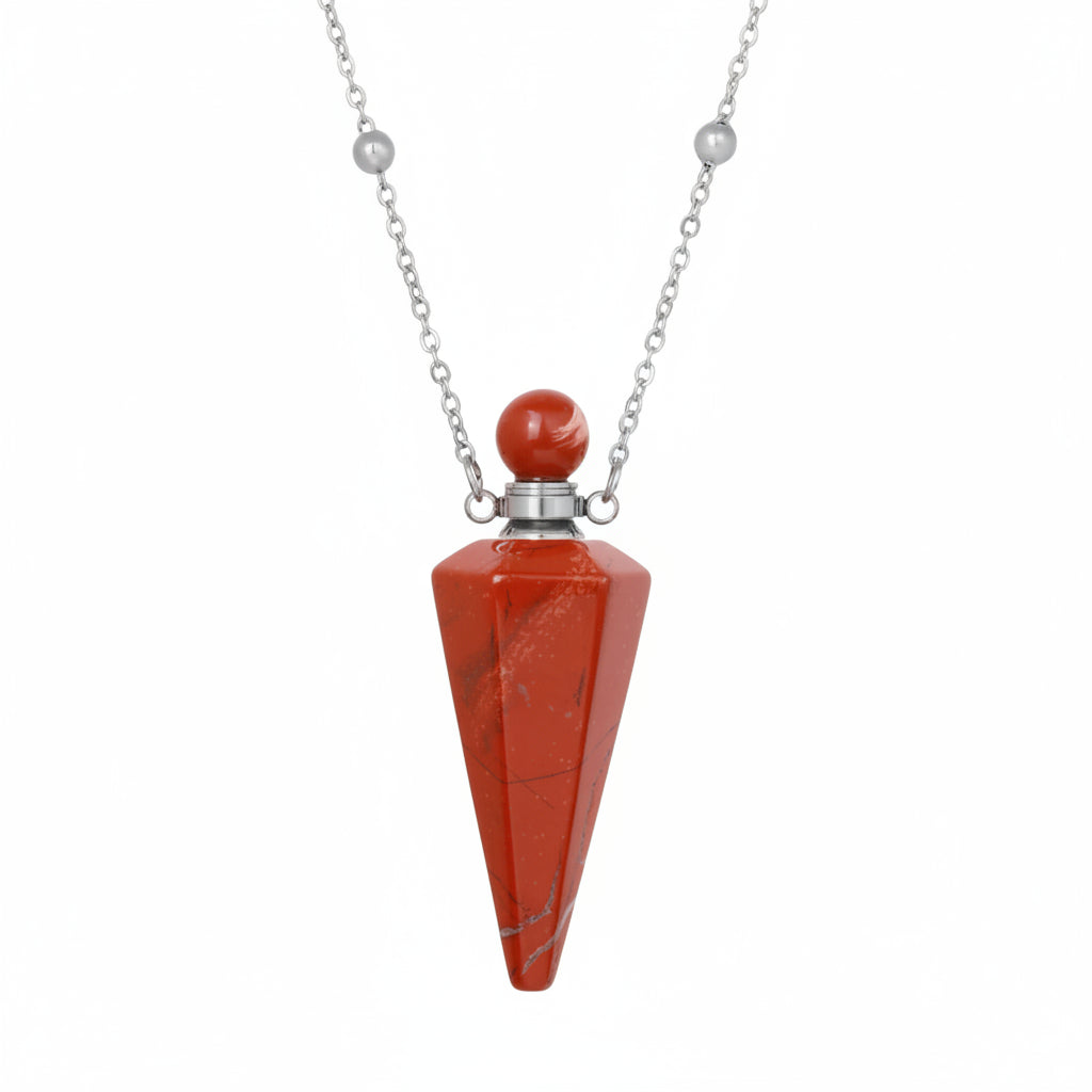 Crystal Essential Oil Diffuser Necklace — Natural Gemstone Healing Pendant