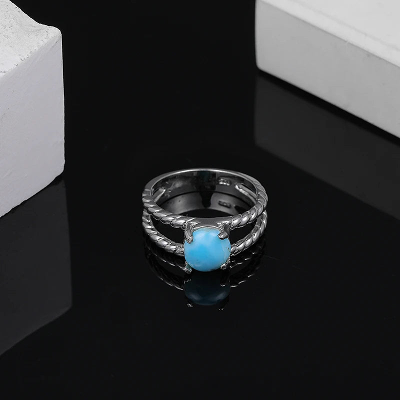 Larimar Woven Split Band Ring in 925 Sterling Silver