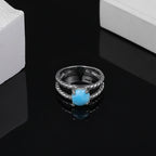Larimar Braided Band Ring in 925 Sterling Silver