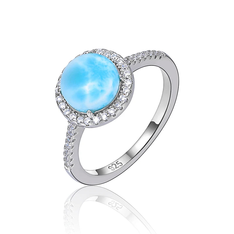 Larimar Halo Ring, Pavé Zircon Shoulders
