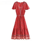Boho Floral Tassel Maxi Dress