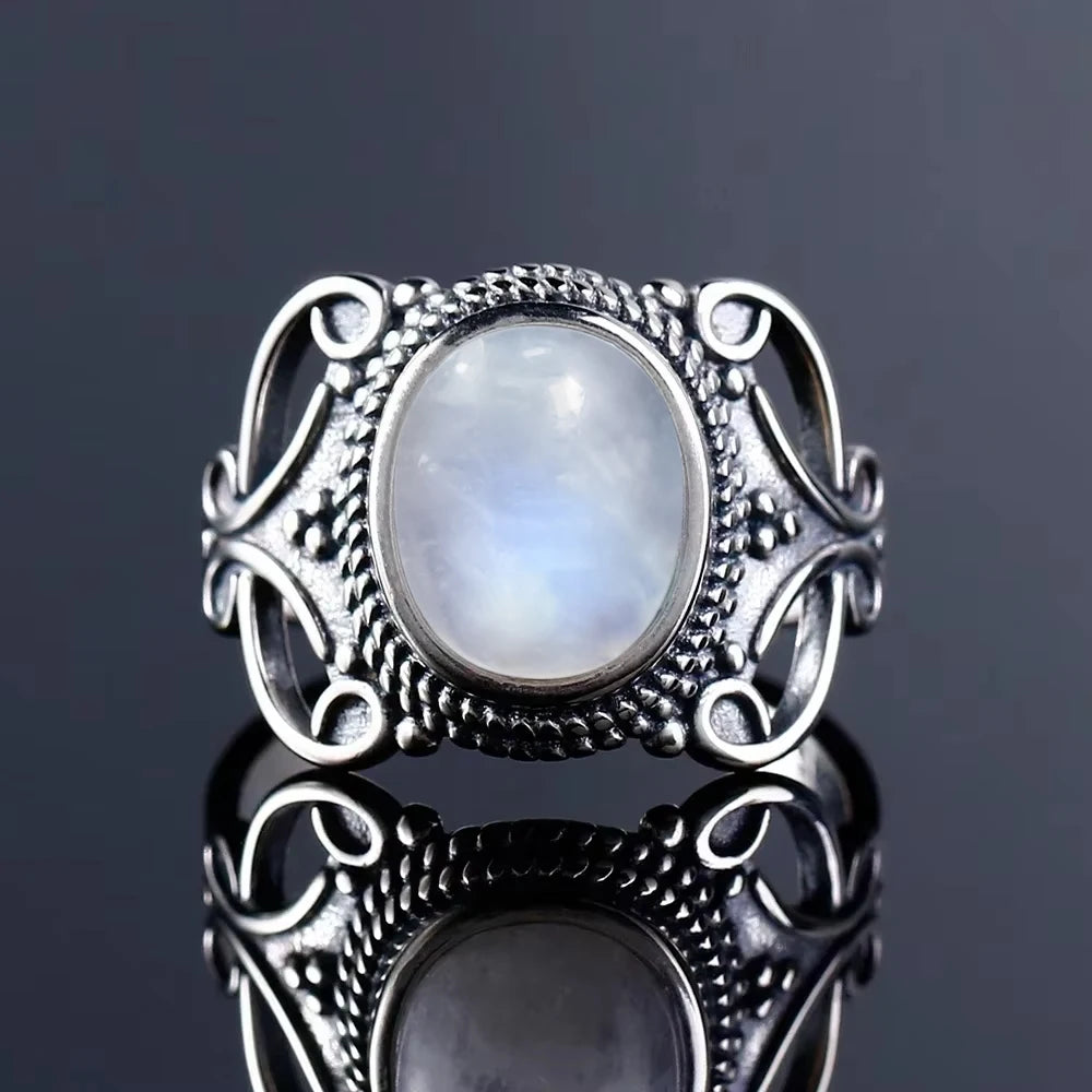 Moonstone 925 Silver Ring | Natural Gemstone Ring