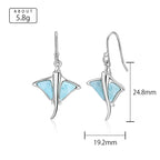 Larimar Stingray Drop Earrings, 925 Sterling Silver