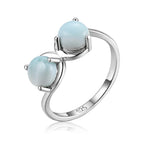 Curved Band Larimar Ring in 925 Sterling Silver