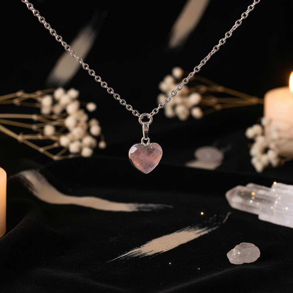 Heart Rose Quartz Pendant Necklace – Love, Compassion & Gentle Healing