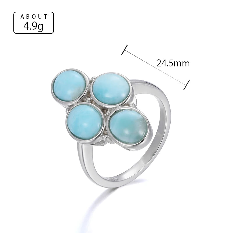 Larimar Four-Stone 925 Sterling Silver Ring
