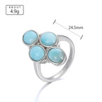 Larimar Four-Stone 925 Sterling Silver Ring