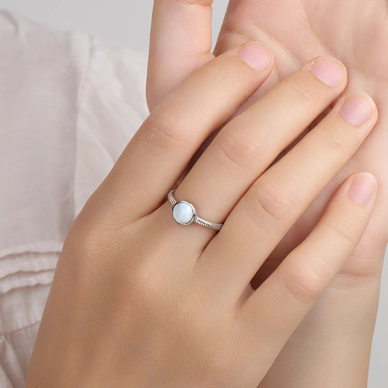 Larimar Round Ring, Rope Texture Band