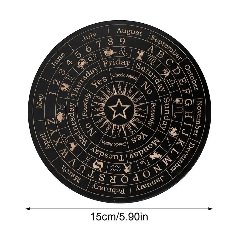 Wooden Pendulum Board — Celestial Moon & Star Divination Plate