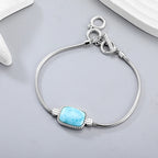 Larimar Rectangular Station Bracelet, 925 Sterling Silver