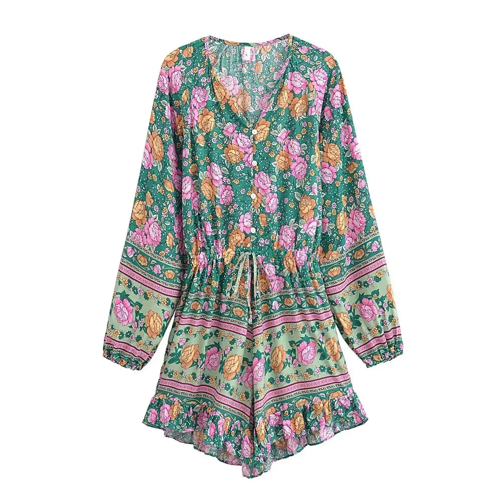 Floral Tassel Tie Boho Playsuit