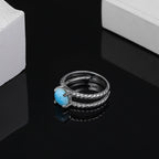 Larimar Woven Split Band Ring in 925 Sterling Silver