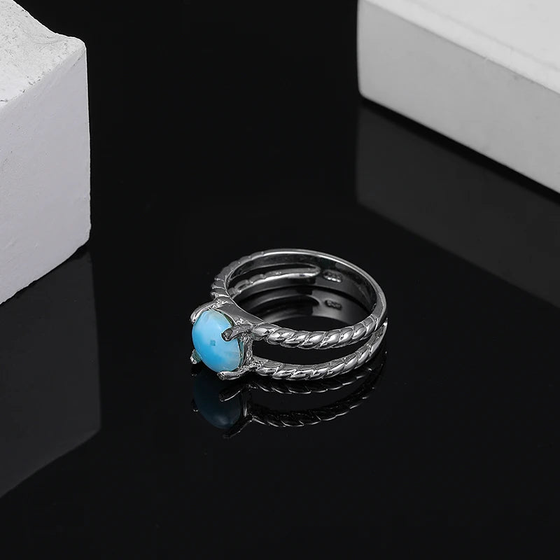 Larimar Woven Split Band Ring in 925 Sterling Silver