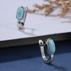Larimar Oval Drop Earrings in 925 Sterling Silver