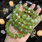 Natural Xiuyu Jade Round Bead Bracelet | Green Nephrite