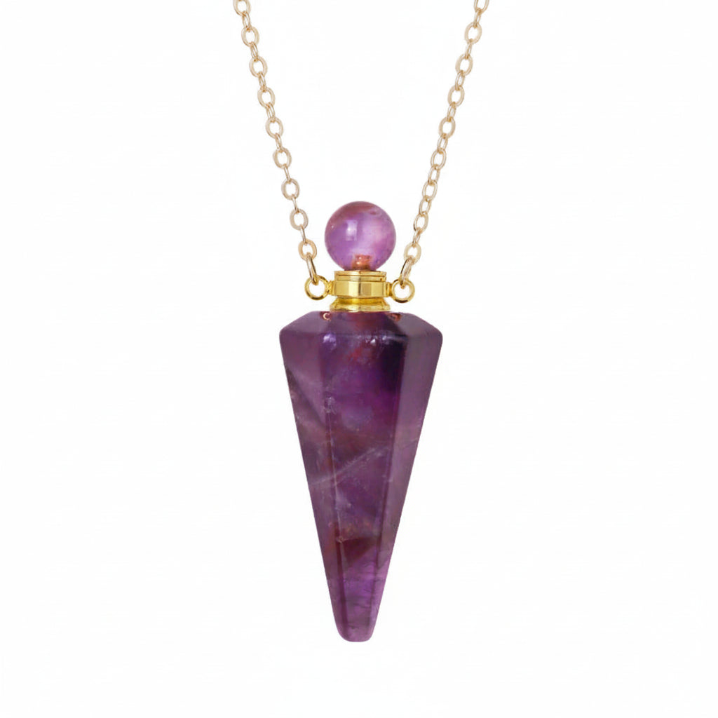Crystal Essential Oil Diffuser Necklace — Natural Gemstone Healing Pendant