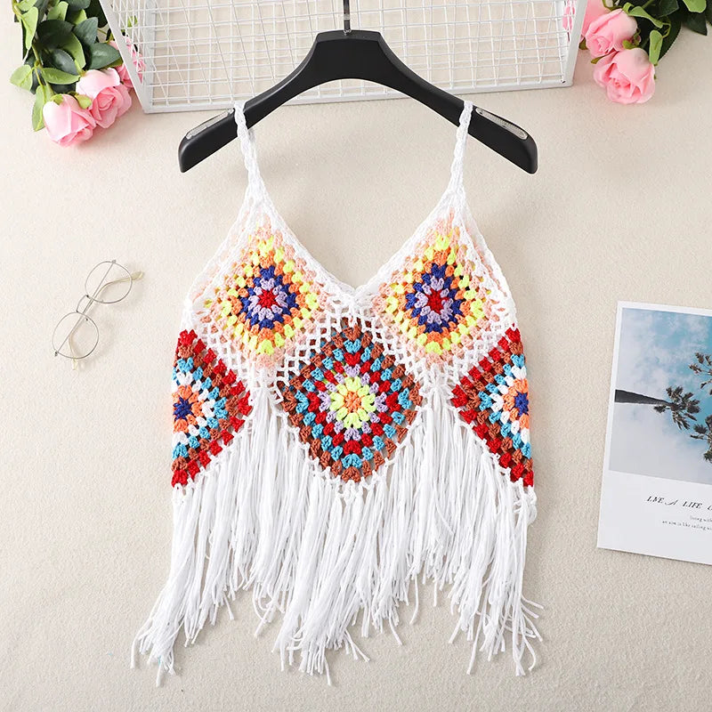 Boho Crochet Fringe Crop Top