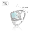 Larimar Square Halo Ring, 925 Sterling Silver