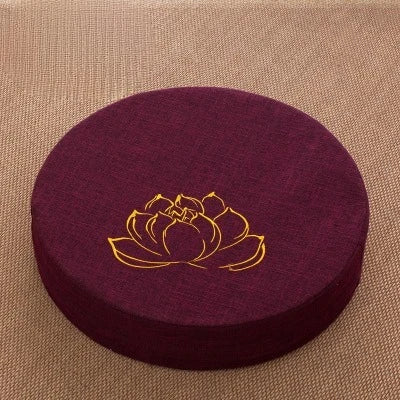 Round Lotus Meditation Zafu Cushion | Linen Floor Pillow for Yoga & Ritual