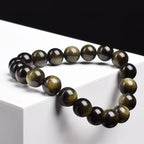 Golden & Silver Obsidian Crystal Bracelet — Protection & Grounding