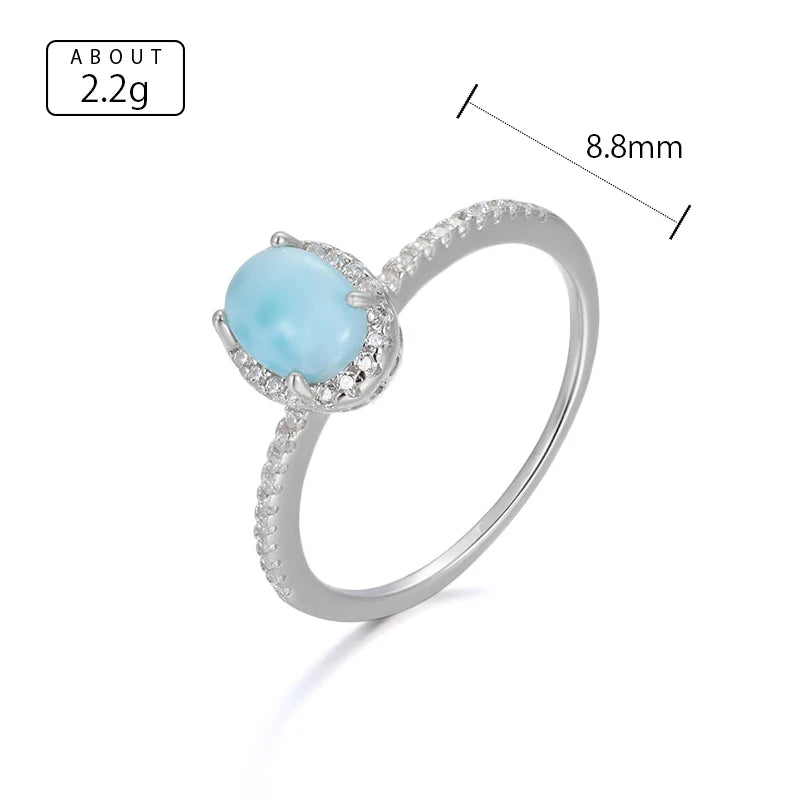 Larimar Ring in 925 Sterling Silver