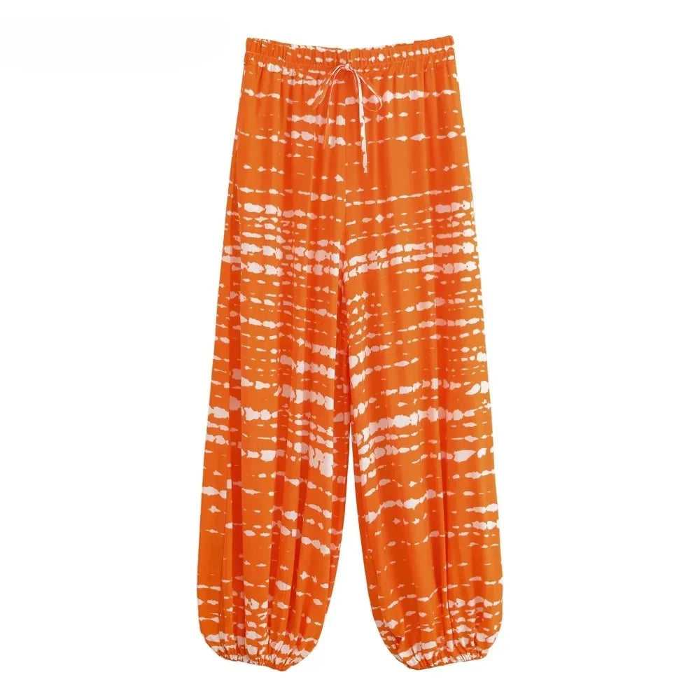 Boho Tie-Dye Stripe Harem Pants with Pockets