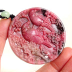 Rhodonite Hand-Carved Bird Pendant Necklace | Natural Gemstone