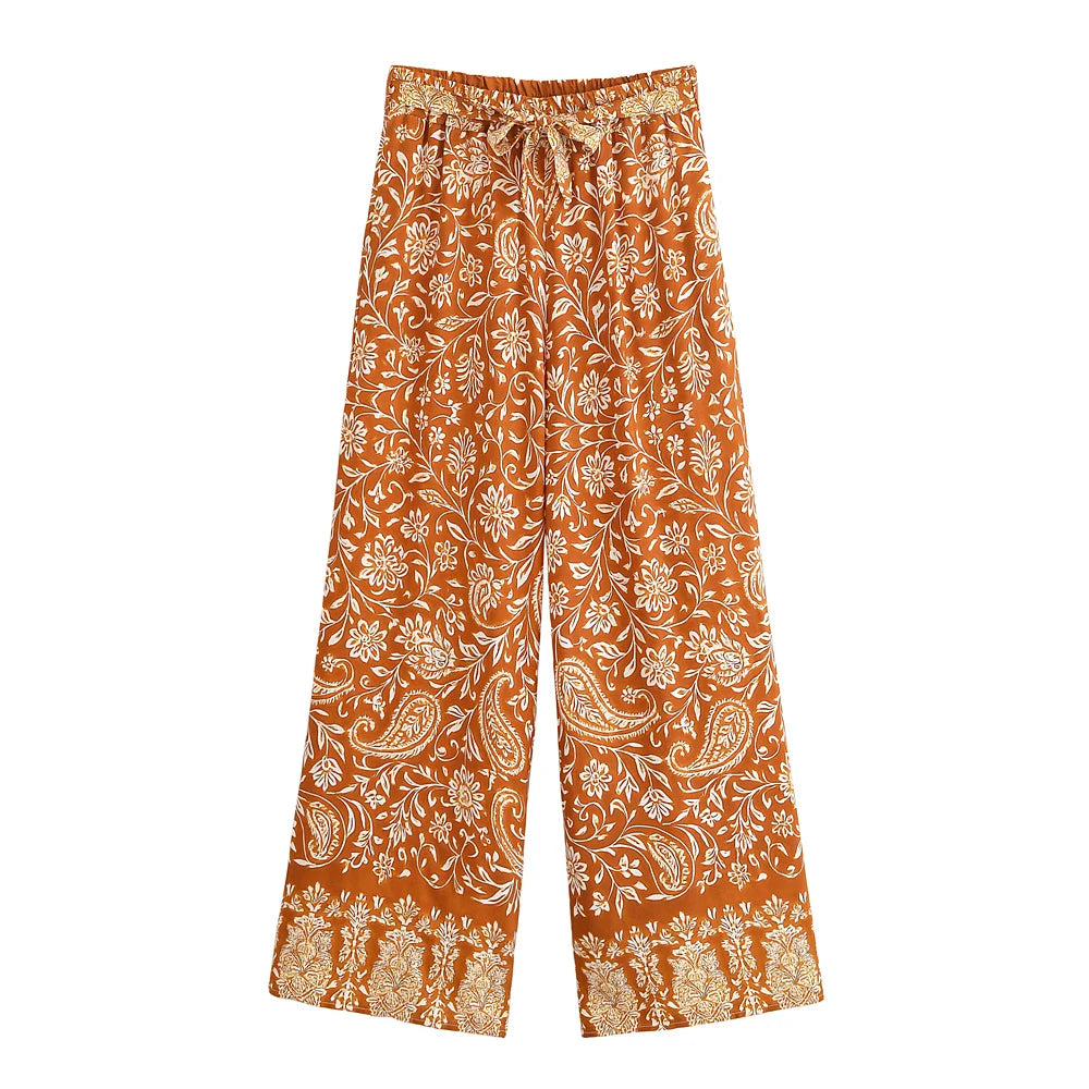 Floral Kimono Boho Set – Wide Leg Pants & Kimono Top