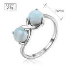 Curved Band Larimar Ring in 925 Sterling Silver