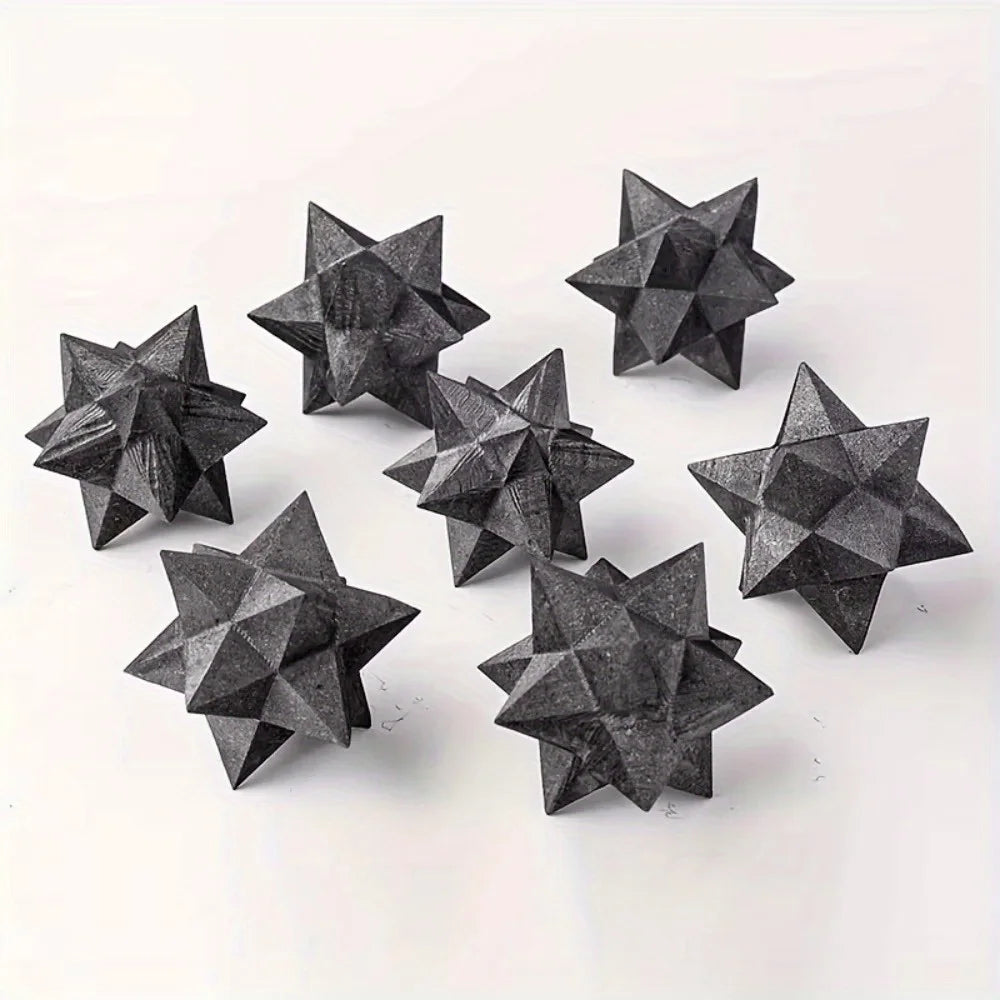 Shungite Merkaba Star | Hand-Carved Sacred Geometry Crystal