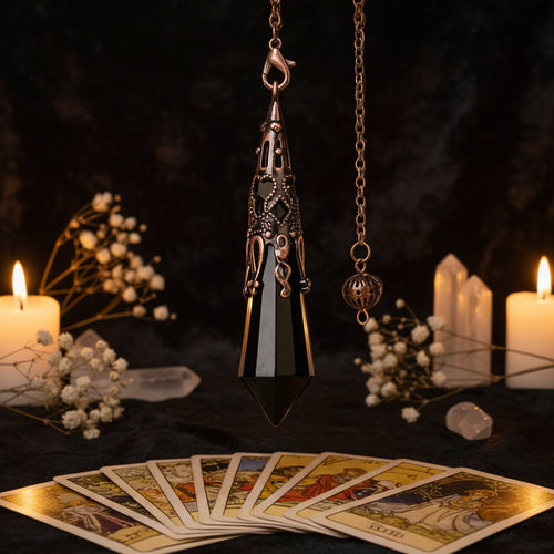 Black Obsidian Pendulum — Crystal Divination & Reiki Healing Tool