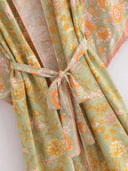 Vintage Floral Sash Kimono Maxi Robe