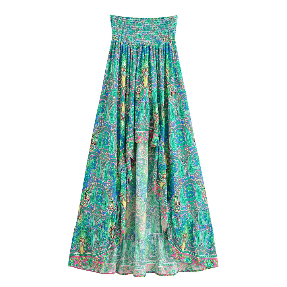 High Low Floral Boho Skirt