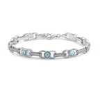 Larimar Beaded Chain Bracelet, 925 Sterling Silver