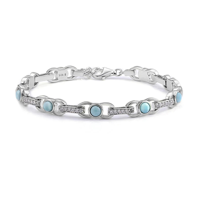 Larimar Beaded Chain Bracelet, 925 Sterling Silver